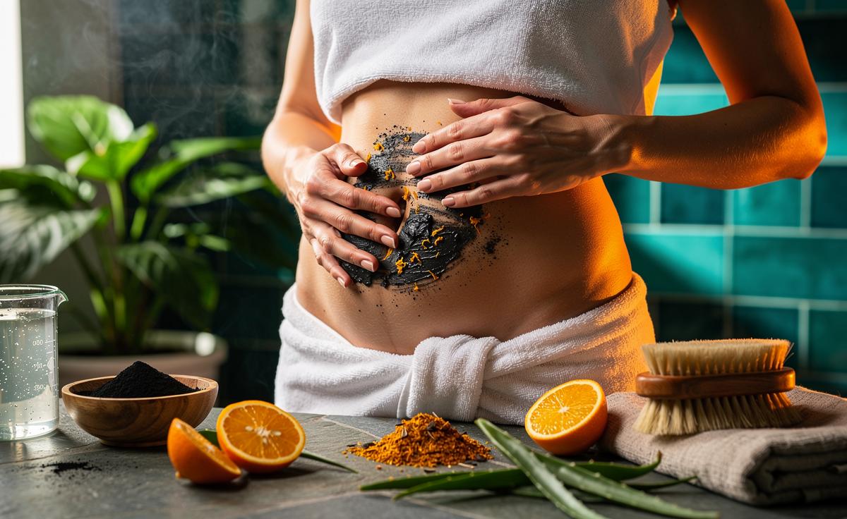 The Charcoal and Orange Peel Scrub That Flattens Belly Fat