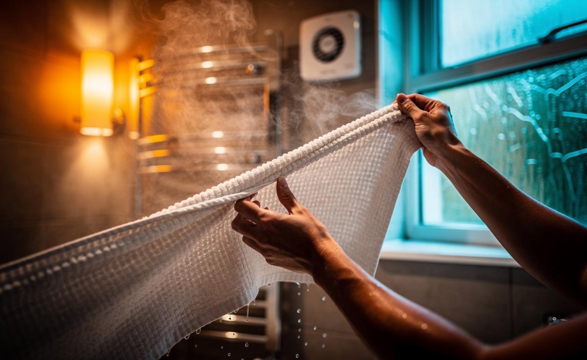 Towel stretching after showers: how simple pressure prevents musty mildew growth
